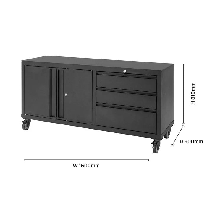 Pinnacle 810 x 1500 x 500mm Matte Black XL Mobile Storage Unit