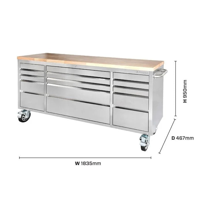 Pinnacle 183cm 72" Stainless Steel Tool Trolley